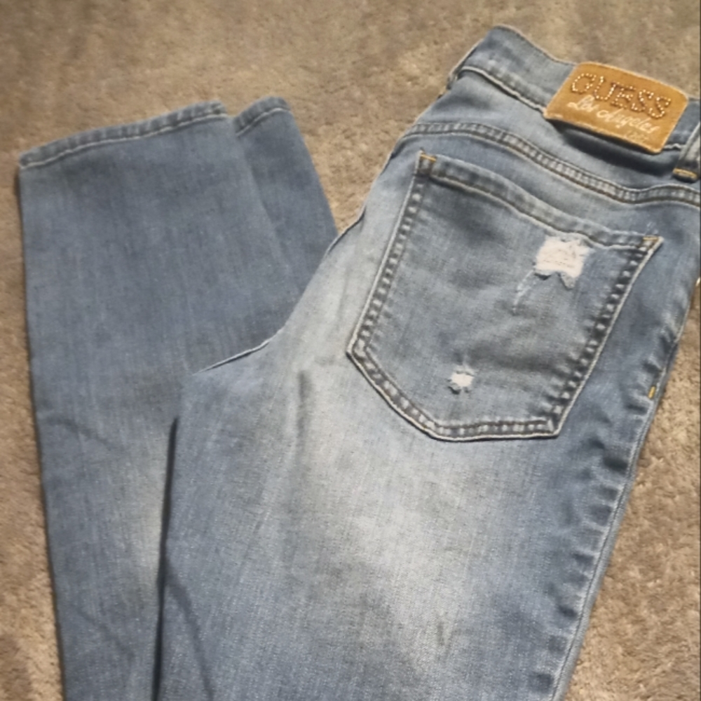 Skinny Guess jeans.